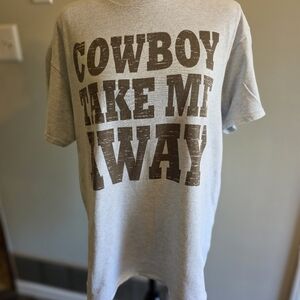 Gray Graphic T-Shirt with Bold Text